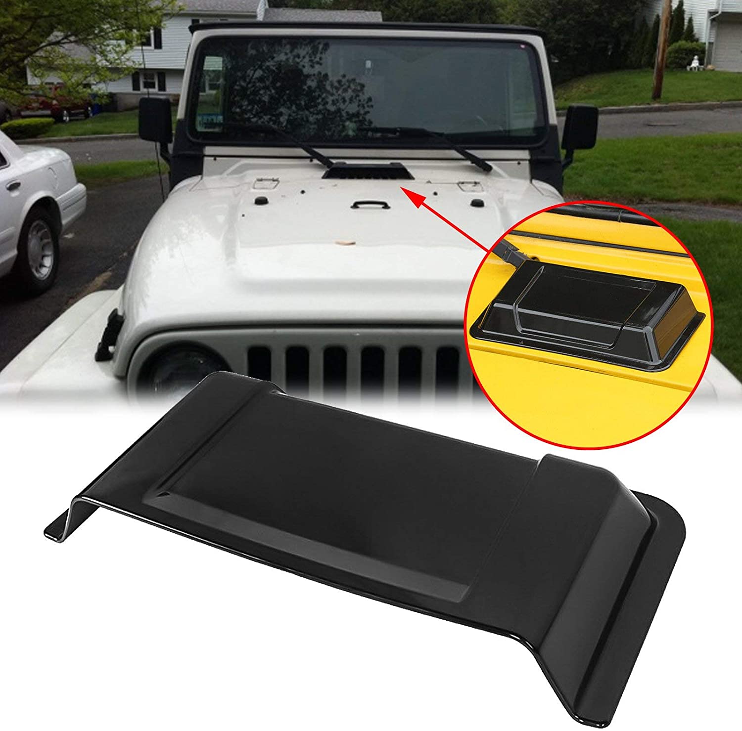 Xotic Tech Black Cowl Hood Vent Scoop Cover Air Vent Accessories for Jeep Wrangler JK TJ 1998-2018