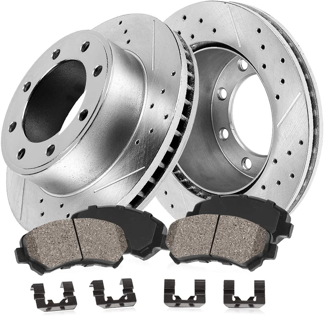 Callahan CDS02417 FRONT 362.8mm D/S 8 Lug [2] Rotors + Ceramic Brake Pads + Hardware [ fit Ford F-250 F-350 F-450 4WD ]