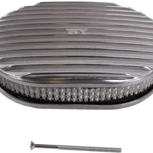 12" x 2" Oval Full Finned Polished Aluminum Air Cleaner Assembly 12x2 Retro