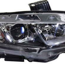 Headlight Assembly Compatible with 2016-2018 Honda Civic Halogen Clear Lens With bulb(s) Pair CAPA Certified Driver and Passenger Side