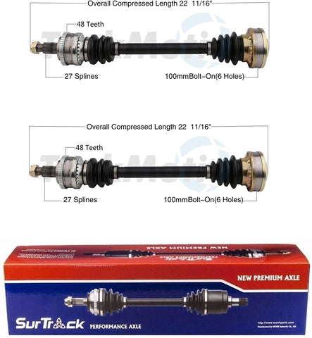 SurTrack Pair Set of 2 Rear CV Axle Shafts For BMW E30 318i 325e 325i 325is M3