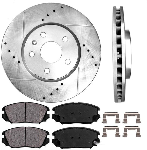 Callahan CDS02001 FRONT 321 mm D/S 5 Lug [2] Brake Rotors + [4] Ceramic Pads + Clips [fit Buick Chevrolet GMC Saab]