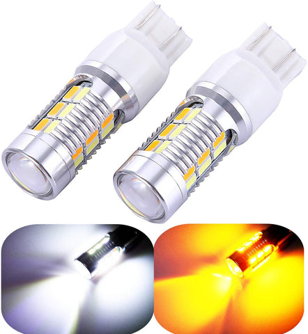 7441 7443 7444 Turn Signal White Yellow Amber Switchback Led Light Bulbs 22 SMD with Projector, for Standard Socket, Not CK, Pair of 2