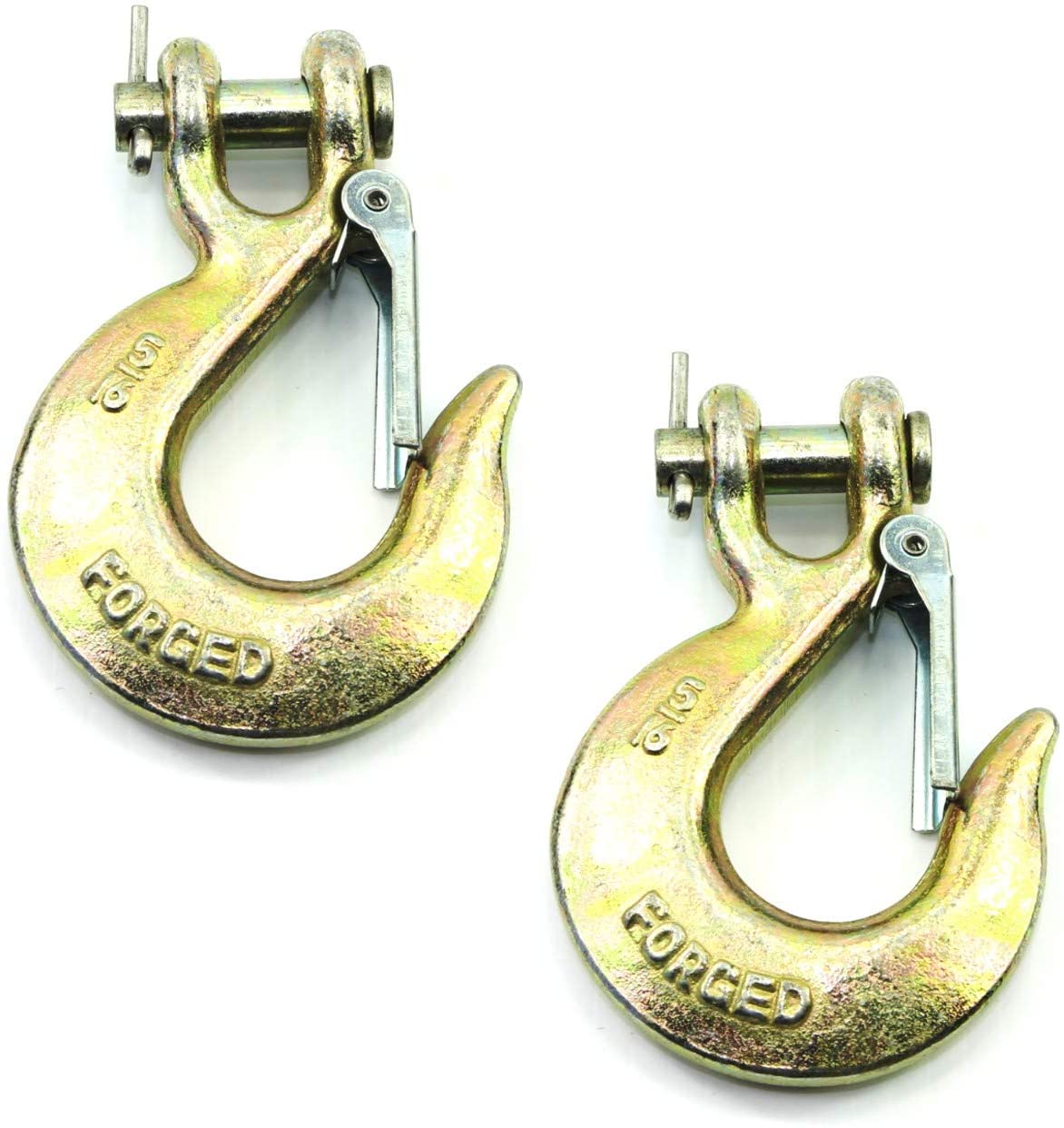 (Pack of 2) 5/16 Inch Safety Hook with Latch Forged G70 14,000 Lb Capacity (2)
