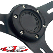 AJP Distributor Universal 345mm 6 Bolt Hole Deep Dish Streak Aluminum Wood Grain Trim Steering Wheel Blank Horn Button JDM Euro VIP Racing Track Drift Drag (Light Wood Trim Black Center)