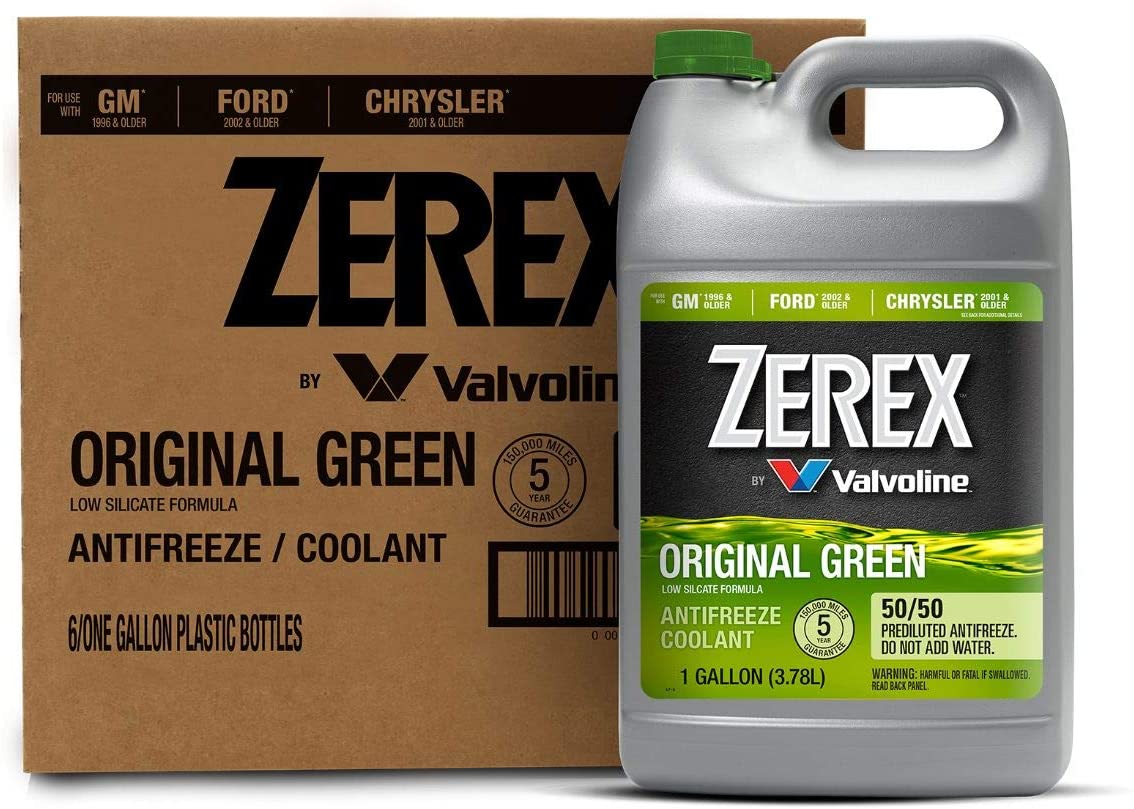 Zerex Original Green Antifreeze/Coolant, Ready to Use - 1gal (Case of 6) (ZXRU1-6PK)