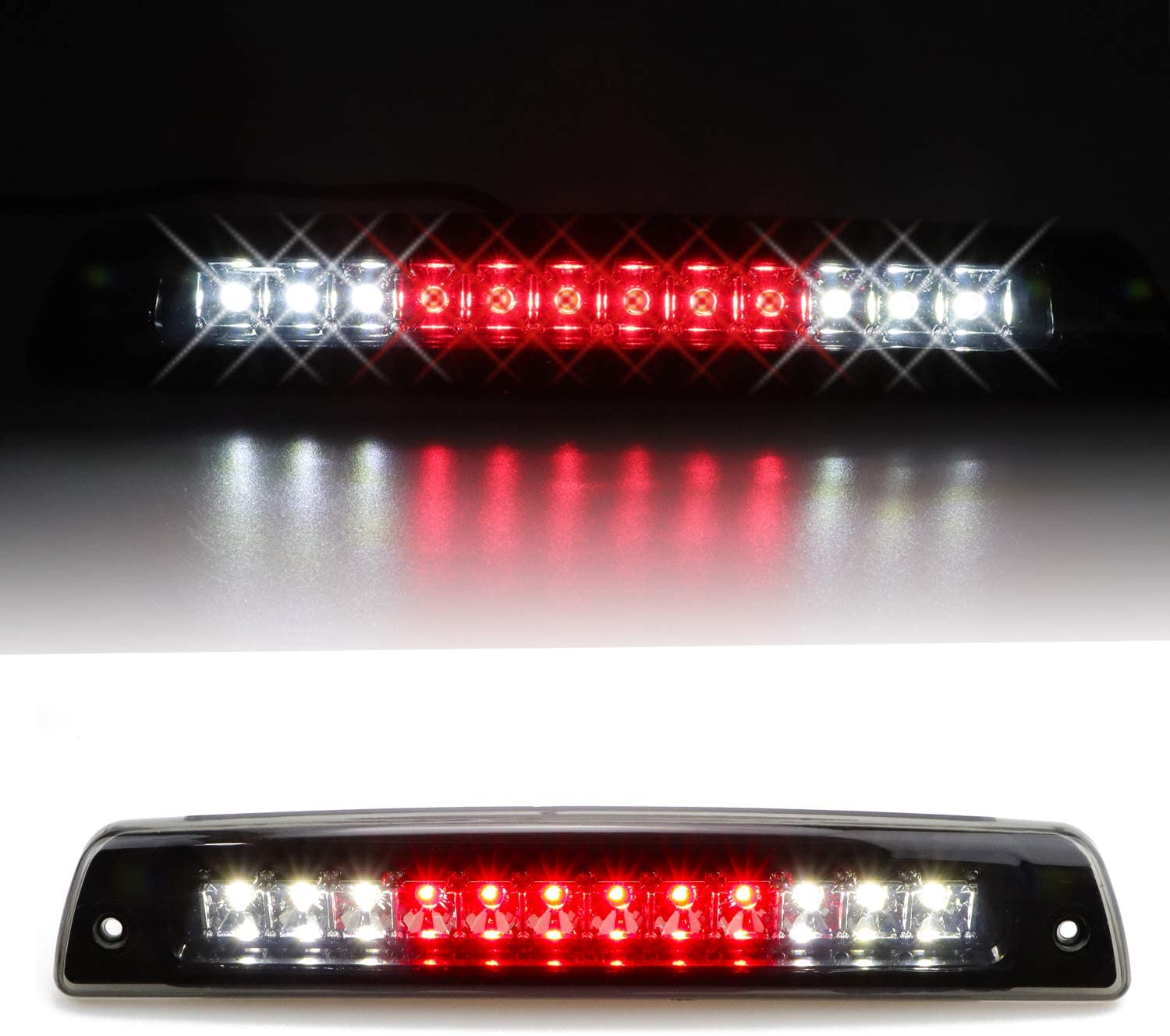 For 1994-2001 Dodge Ram 1500/2500/3500 Third 3rd LED Brake Light Cargo Lamp High Mount Brake Light Replacement (Black+ Smoke Lens)