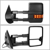 Pair Black Manual Telescoping Amber LED Turn Signal Lights Towing Mirrors Replacement for Silverado Sierra GMT900 07-14