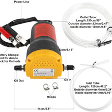 HighFree Oil Change Pump Extractor 12V 60W Oil Diesel Fluid Pump Extractor Scavenge Suction Transfer Pump with Hose for Boat, Tubes, Truck, RV, ATV