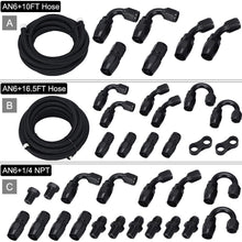 PTNHZ 10FT/3M Nylon SS Braided 3/8 Fuel Line AN 6 Oil/Gas/Fuel Hose Line Aluminum Hose End Fitting Kit(6 PCS Hose Adaptors)