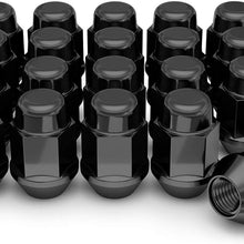 White Knight 1707SBK-20AM Black Chrome M12x1.50 Bulge Acorn Lug Nut, 20 Pack