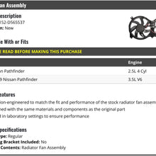 Auxiliary Radiator Fan Assembly - Compatible with 2013-2019 Nissan Pathfinder