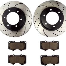 Atmansta QPD10046 Front Brake kit with Drilled/Slotted Rotors and Ceramic Brake pads for Toyota 4Runner FJ Cruiser Tacoma