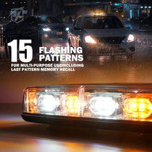 [Upgraded] Xprite 12" Roof Top Mini Strobe Light Bar Magnetic Mount Emergency Safety Warning Caution Flashing Beacon Lights for Construction Vehicles Snow Plow Trucks Postal Cars (White Amber)