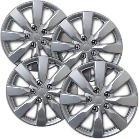 Hubcaps 16 inch Wheel Covers - (Set of 4) Hub Caps for 16in Wheels Rim Cover - Car Accessories Silver Hubcap Best for 16inch Cars Standard Steel Rims - Snap On Auto Tire Replacement Exterior Cap