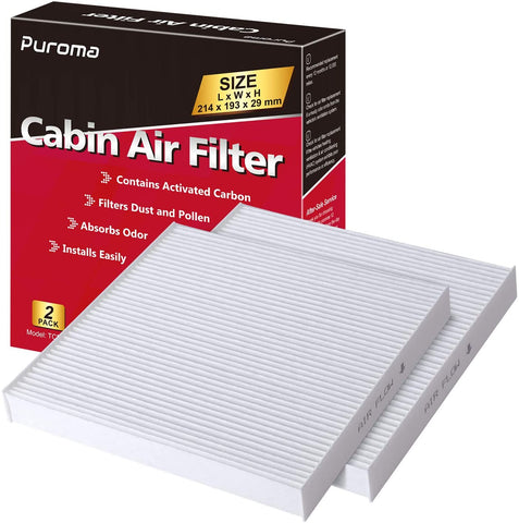 Puroma 2 Pack Cabin Air Filter with Multiple Fiber Layers Replacement for CP285, CF10285, Toyota 2005-2018, Scion 2008-2016, Lexus 2006-2017, Land Rover 2015-2016