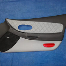 RedlineGoods Lower Door Panels for 1997-2004 Chevrolet Corvette C5. Black Suede (Alcantara) with Silver Thread