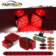 Partsam LED Trailer Lights Kit 12V Waterproof Square Stop Turn Tail Truck Lights w/Wire & Bracket Red/Amber Side Fender Marker Lamps 3rd Brake ID Light Bar for Trailer Boat Camper Snowmobile RV