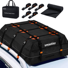 Smashier Car Rooftop Cargo Carrier Bag - 16 Cubic Ft Roof Bag, 100% Waterproof Military Grade Nylon Cordura Fabric, Heavy-Duty Zipper, Night Reflective Strip & Anti-Slip Mat Incl. for Safe Journey