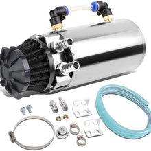 Universal Aluminum Engine Oil Catch Can Reservoir Tank w/Breather Filter Baffled (Red)