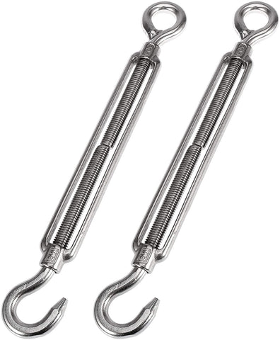 X AUTOHAUX 2pcs M12x1.75 Car 304 Stainless Steel Hook Eye Turnbuckle Wire Rope Tension OC Type