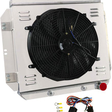 OzCoolingParts 4 Row Core All Aluminum Radiator +16" Fan w/Shroud + Thermostat/Relay Wire Kit for 1960-1962 61 Chevy C10 K10 K20 C20 C30 Pickup Suburban, V8
