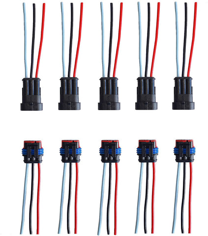 ZoneLiStore 3 Pin Way 16 AWG Waterproof Wire Connectors Plug 1.5mm Series Terminal Connector Pack of 5