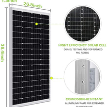 WEIZE 100 Watt 12 Volt Solar Panel Starter Kit, High Efficiency Monocrystalline PV Module for Home, Camping, Boat, Caravan, RV and Other Off Grid Applications