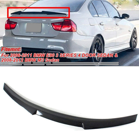 NO7RUBAN Rear Spoiler Fits for 2008-2012 BMW E90 M3 Sedan & 2006-2011 E90 3 Series Sedan Carbon Fiber Style Trunk Spoiler Wing M4 Type