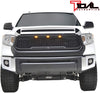 Tidal Replacement Tundra ABS Grille Upper Front Hood Grill - Matte Black - With Amber LED Lights for 14-20 Tundra