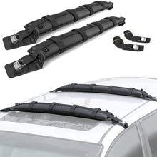 Leader Accessories 2 PCS/Set Self-Inflating Soft Roof Top Rack, Universal Car Soft Roof Rack Pads for Roof Bag/Surfboard/Paddleboard/SUP/Snowboard, with 2 Tie Down Straps