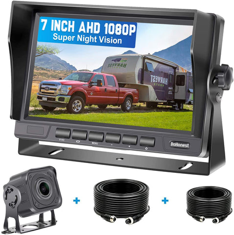 DoHonest V22 AHD 1080P RV Backup Camera Kit 7'' LCD Monitor Driving High-Speed Rear View Observation Plug and Play System for Trailer,Truck,Fifth Wheel Super Night Vision Long-Lasting Metal Material