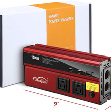 Maxpart 1000W Power Inverter Truck/RV Inverter 12V DC to 110V AC Converter with Dual AC Outlets 2.4A USB and Dual 12V Car Cigarette Lighter Modified Wave Inverter
