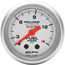 Auto Meter 4311 Ultra-Lite Mechanical Fuel Pressure Gauge, 2-1/16" (52.4mm)