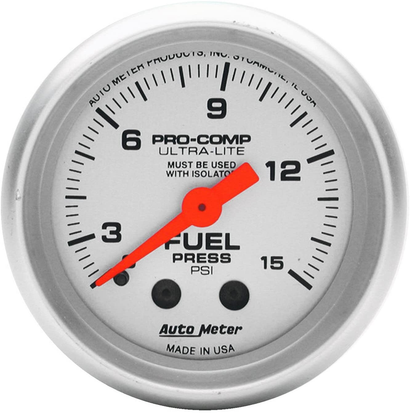 Auto Meter 4311 Ultra-Lite Mechanical Fuel Pressure Gauge, 2-1/16