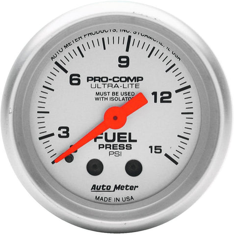 Auto Meter 4311 Ultra-Lite Mechanical Fuel Pressure Gauge, 2-1/16