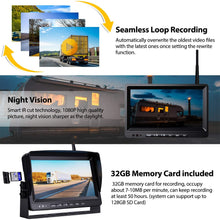 Wireless Backup Camera with Built-in Recorder 9" FHD Monitor for Truck Rear View Reversing Backing Up Camera With Extra Stable Signal IP69 Monitor System for RV Trailer Bus Motorhome Camper Xroose WX4