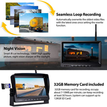 Xroose Backup Camera Wireless with DVR 9" FHD Monitor for Truck RV Trailer Rear Side View Reversing 4 Back Up Camera W/Built-in Recorder Monitor Stable Signal System CX4