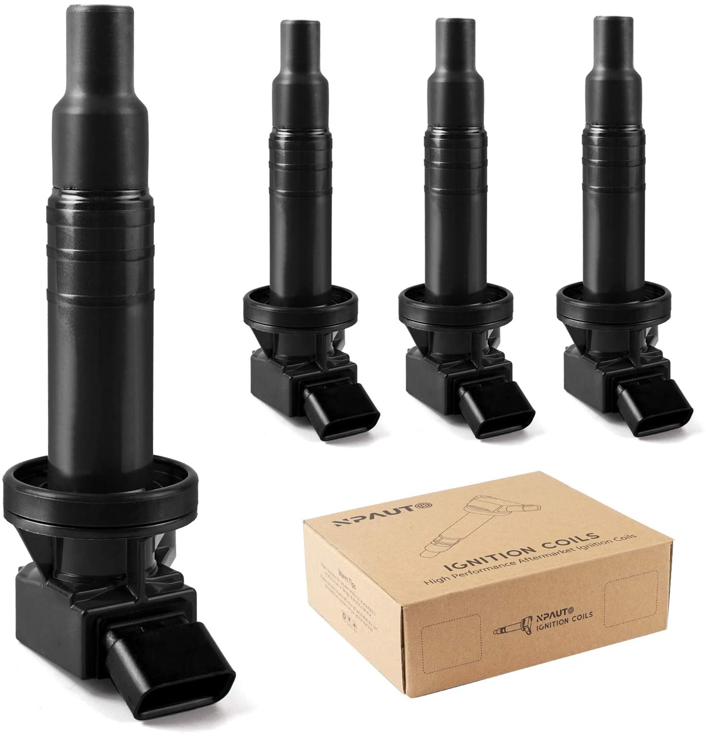 NPAUTO Ignition Coils Pack Compatible with Engine 1ZZFE L4 1.8L 2000-2008 Toyota Corolla,2000-2005 Celica GT, 2003-2008 Matrix, 2000-2005 MR2 Spyder, Pontiac Vibe, 2000-2002 Prizm, Pack of 4