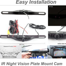 E-Kylin Car Auto Waterproof License Plate Mount Rear View Backup Camera Wide Angle with IR LED Night Vision Look Up and Down Adjustable