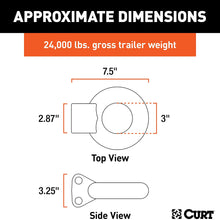 CURT 48660 Raw Steel Pintle Hitch Lunette Ring 3-Inch ID, 24,000 lbs, Channel Mount Required