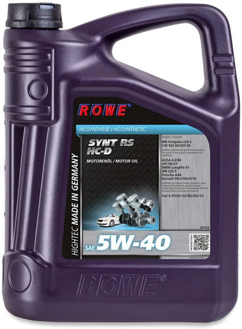 ROWE HIGHTEC SYNT RS HC-D SAE 5W-40 5 Liter Jug German Engine Oil