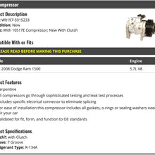 A/C Compressor with Clutch - Compatible with 2003-2008 Dodge Ram 1500 5.7L V8