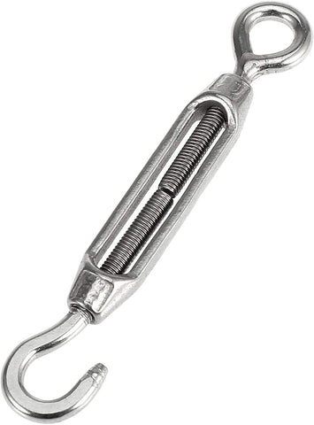 X AUTOHAUX M8x1.25 Car 304 Stainless Steel Hook Eye Turnbuckle Wire Rope Tension OC Type
