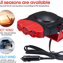 Portable Car Heater, 2 in 1 Fast Heating Car Heater with Heating Cooling Defroster Defogger Automobile Windscreen Fan 12V 150W, 3-Outlet Plug Adjustable Thermostat in Cigarette Lighter （Black red）