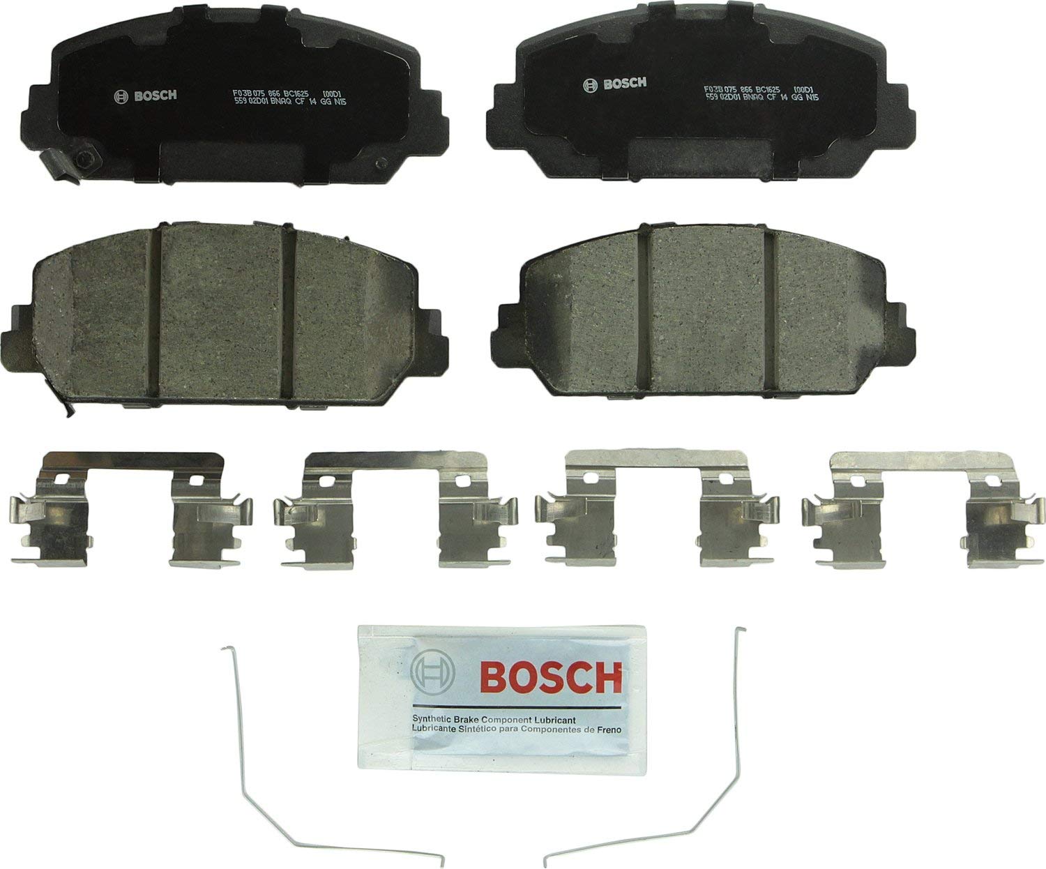 Bosch BC1625 QuietCast Premium Ceramic Disc Brake Pad Set For Acura: 2013-2017 RDX, 2014-2017 RLX; Front