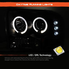 For Ford F-Series SuperDuty 00-04 Excursion Black Bezel Dual Halo Projector Headlights Replacement Pair