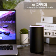 SIXKIWI Ultrasonic Car Essential Oil Diffuser Humidifier, USB Cool Mist Air Freshener 7 Colors Light Waterless Auto Shut-Off for Travel Truck Office(Black)