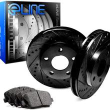 For Infiniti, Nissan G35, 350Z Rear Black Drill Slot Brake Rotors Kit + Ceramic Pads