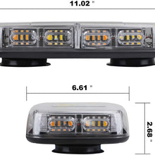 [Upgraded 5] ASPL 48LED Roof Top Strobe Lights, High Visibility Emergency Safety Warning LED Mini Strobe Light bar with Magnetic Base for 12-24V Snow Plow, Trucks, Construction Vehicles (Amber/White)